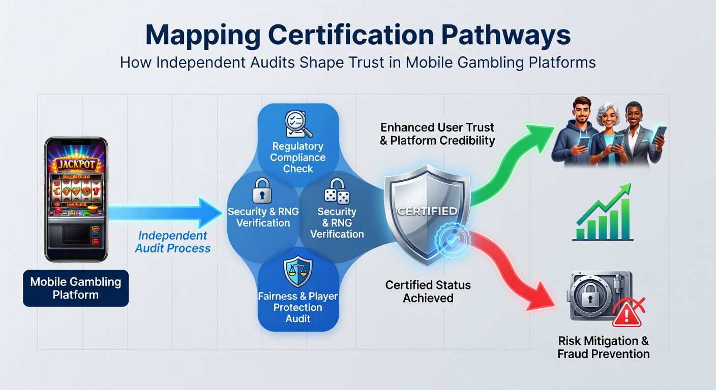 Detailansicht eines Audit-Berichts mit Zertifizierungsdetails und Sicherheitsprüfungen für mobile Gambling-Apps