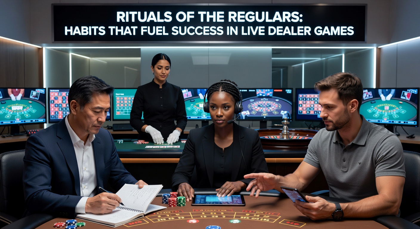 Stammspieler am Live-Dealer-Tisch mit konzentriertem Blick und Chips vor sich, symbolisiert Disziplin und Routine