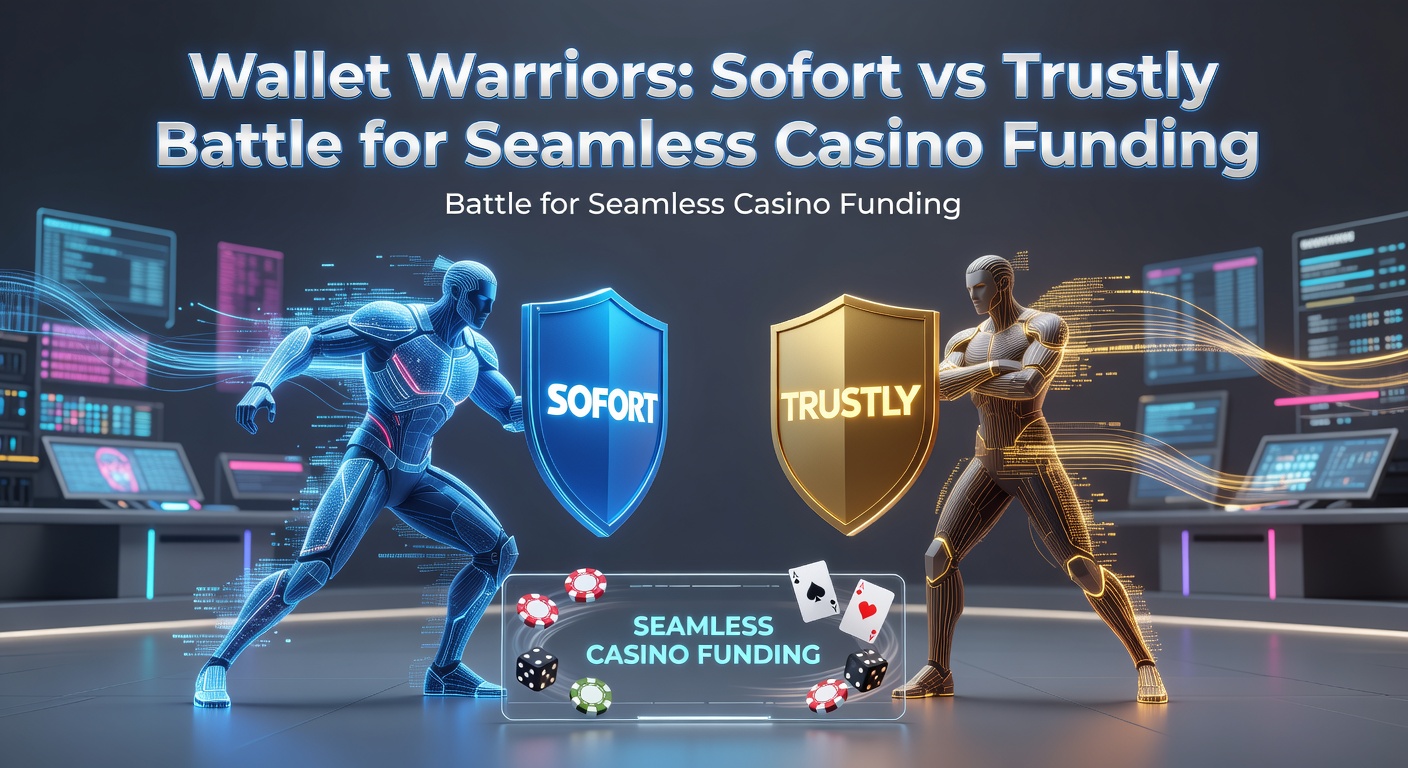 Vergleichsgrafik von Sofort und Trustly mit Casino-Chips und Bank-Symbolen